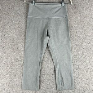 Lululemon Leggings High Waisted Distressed Gray Capri Womens Size 6 Yoga Pants